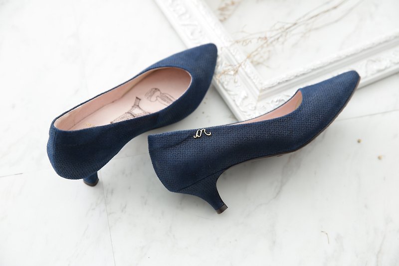 Athena - fluffy sense of the brand blue - fine velvet flu pointed leather low heel shoes - รองเท้าลำลองผู้หญิง - หนังแท้ สีน้ำเงิน