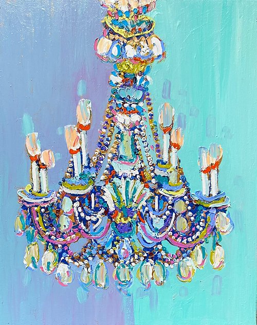 Gala 現代枝形吊燈 帆布上的原創油畫 室內裝飾 抽象藝術