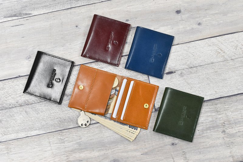 Moldi Tochigi Leather Natural Leather Mini Wallet Bi-fold Coin Pocket Wallet Made in Japan JAW020 - กระเป๋าใส่เหรียญ - หนังแท้ หลากหลายสี