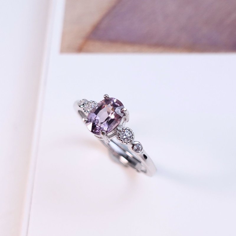 Violet Natural Stone Purple Glossy Shine Shine Sterling Silver Ring Simple Design Gift - General Rings - Sterling Silver Purple