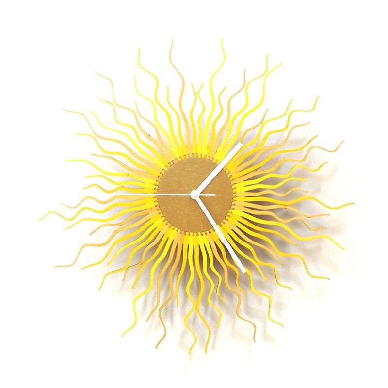 Medusa gold - large contemporary wooden wall clock in shades of gold / yellow - Clocks - Wood Gold