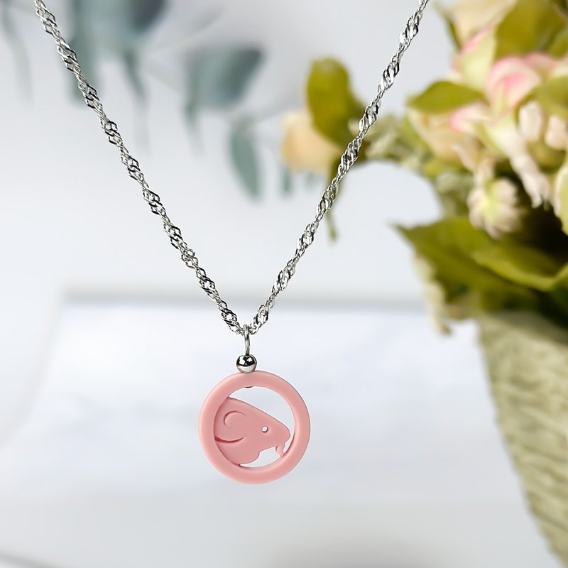 Your zodiac sign necklace, ceramic 3D printing, exclusive sale, with water wave chain, minimalist design_[Sheep] - Necklaces - Porcelain Multicolor