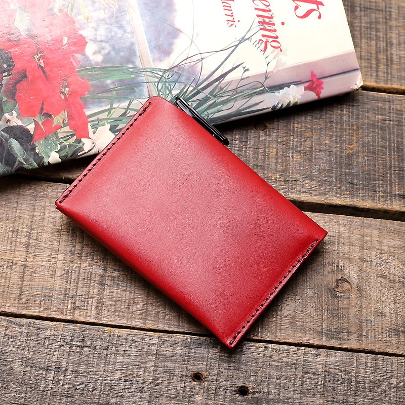 Retro Passport Case | Dry Rose Red Vegetable Tanned Cow Leather | Multi-Color - Passport Holders & Cases - Genuine Leather Red