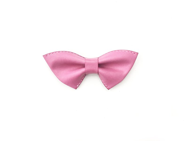 新蝴蝶形設計皮革煲呔【領結】 - 領結/領巾 - 真皮 粉紅色
