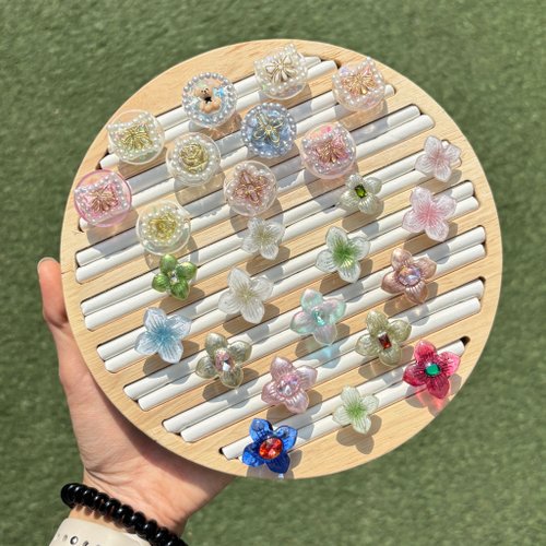 荒野魔盒-手作銅線、樹脂飾品 手工刷色四照花戒指