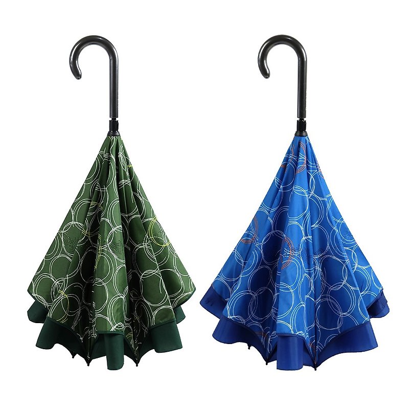 [Taiwan Wenchuang Rain's talk] standing reverse umbrella - Umbrellas & Rain Gear - Waterproof Material Blue