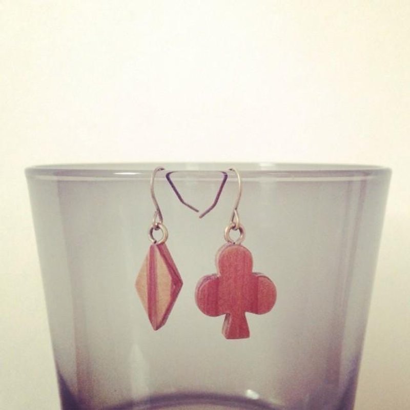 ♢ & ♧ Earrings (Clip-On, hooks for allergies are possible) - Earrings & Clip-ons - Wood Brown