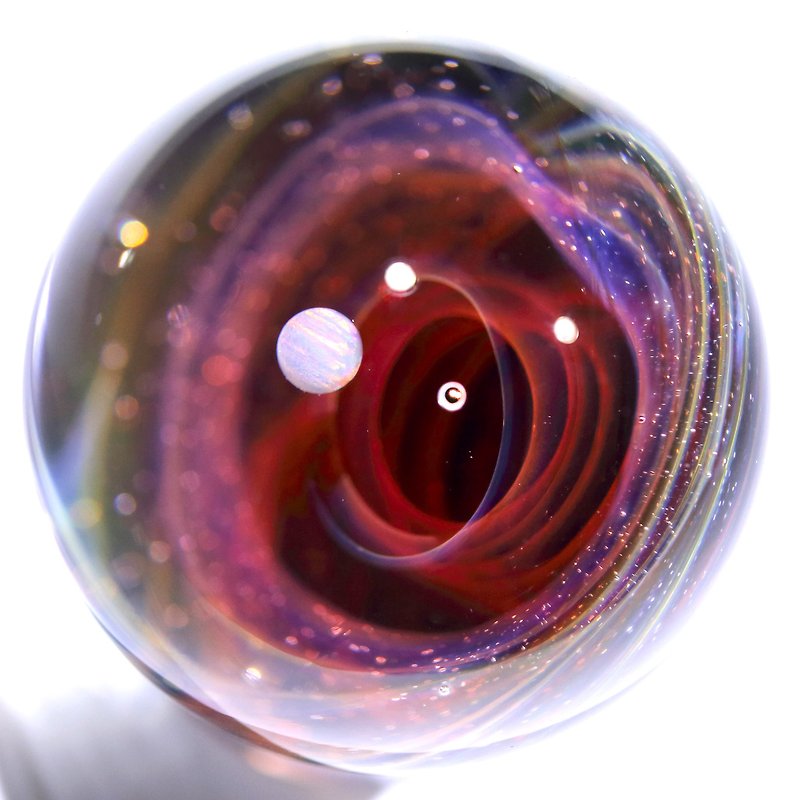 45mm 24K Gold Galaxy Glass Marble no.M165 - Items for Display - Glass Red