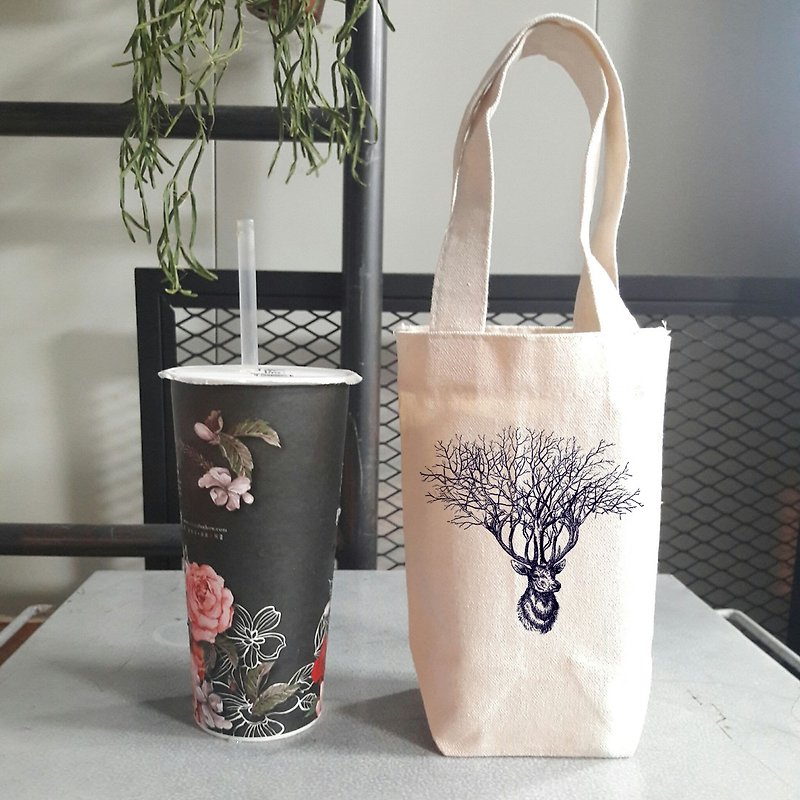 Deer Tree little cotton bag - Beverage Holders & Bags - Cotton & Hemp White