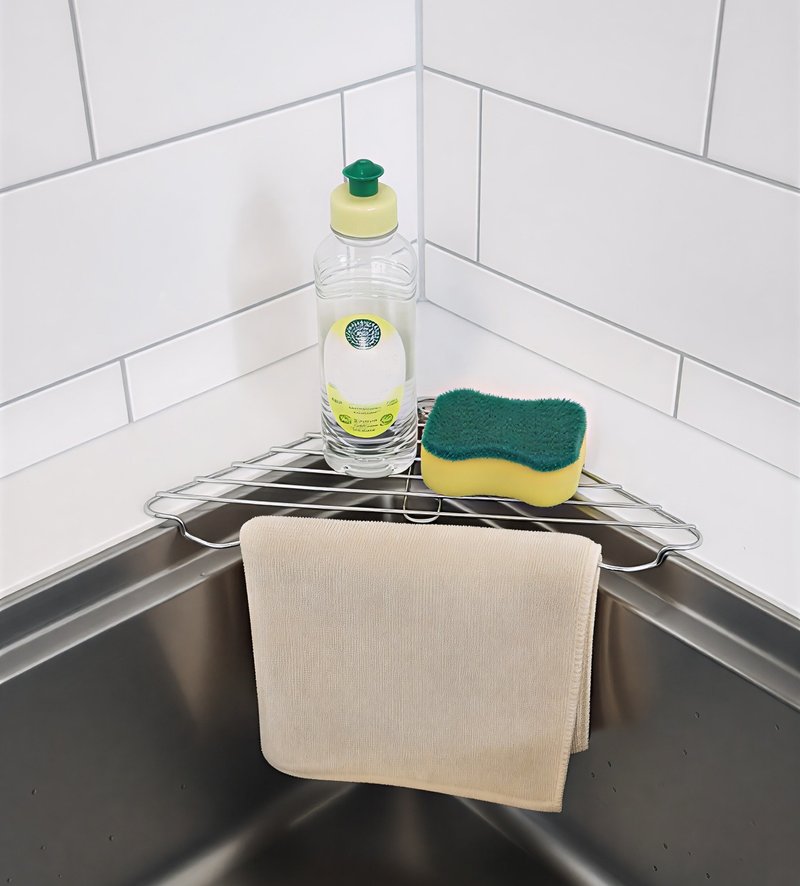 不鏽鋼轉角瀝水網 廚房架 洗碗精架 菜瓜布架　杯架 小物架 - 層架/置物架/置物籃 - 不鏽鋼 銀色