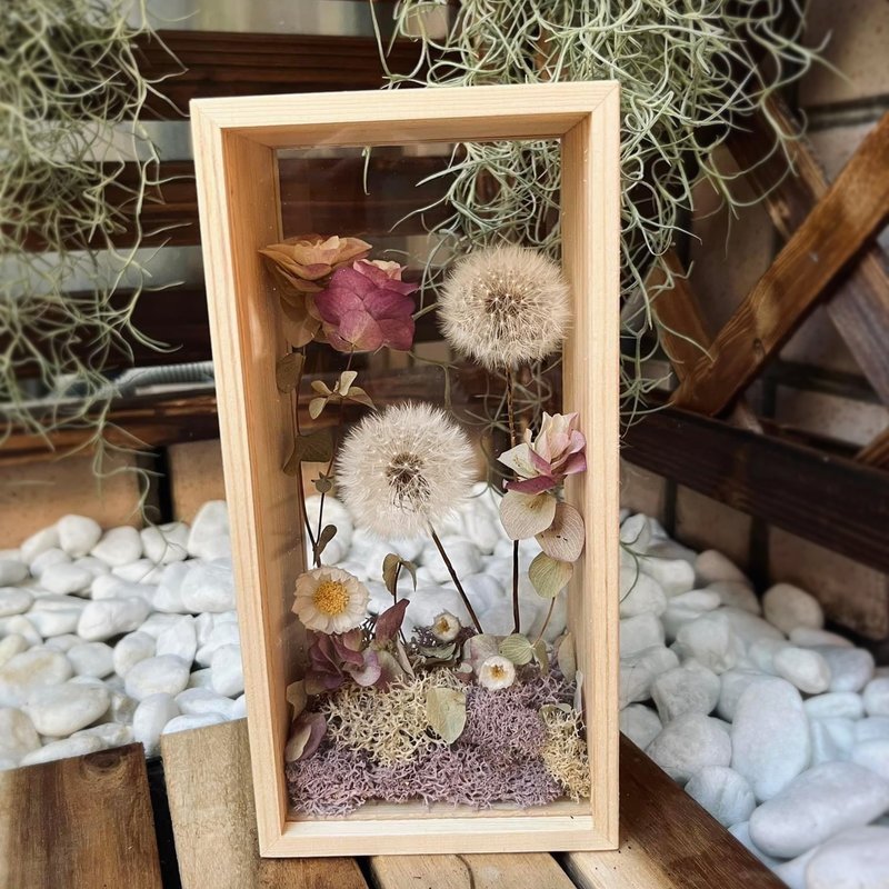 Dandelion Micro Landscape Purple Fog Double-sided Photo Frame Garden Immortal Flower Ceremony - Items for Display - Plants & Flowers 