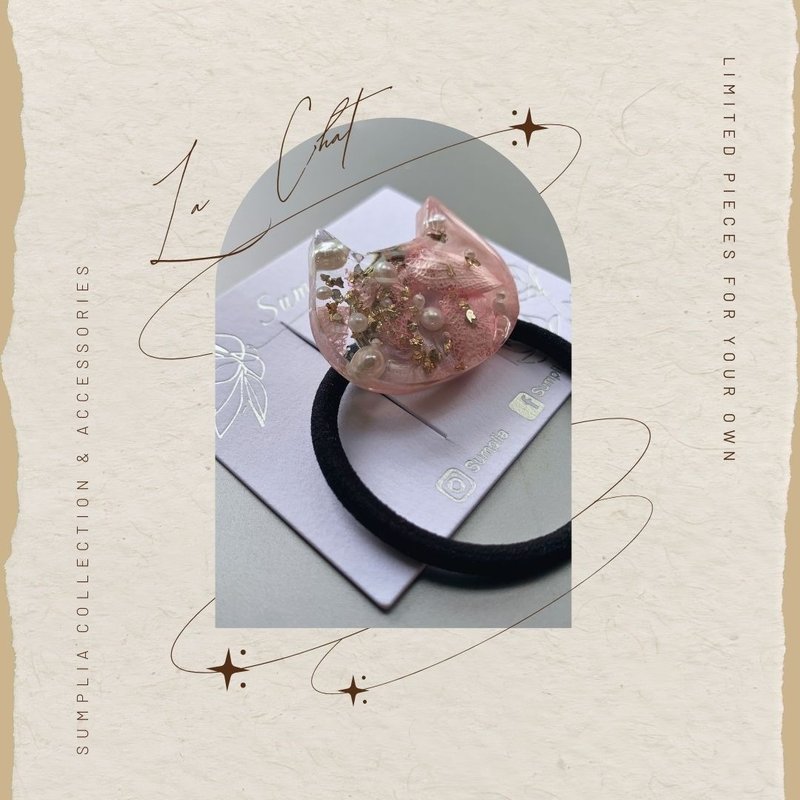 手製飾品-乾花髮圈-日系-珍珠- La Chat - 髮箍/髮帶 - 其他材質 透明