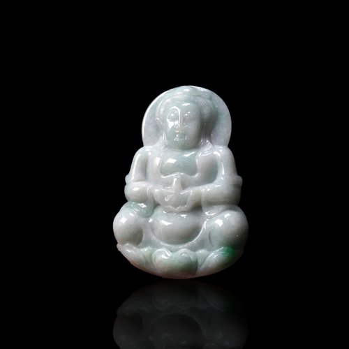 瓔珞珠寶盒 E.L.Jewelry Box 飄綠花翡翠寶瓶觀音菩薩項鍊 | 天然緬甸玉A貨翡翠 | 送禮