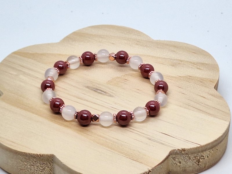 Imperial Sand White Agate Rose Gold Bracelet - สร้อยข้อมือ - คริสตัล 