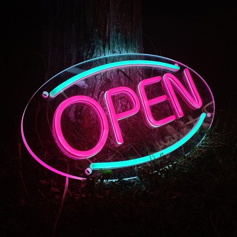 Open LED Neon Sign for Home Office Party Wall Bar Wedding Birthday - Lighting - Acrylic Transparent