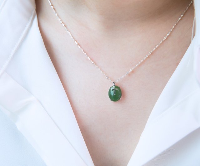 Silver deals jade pendant