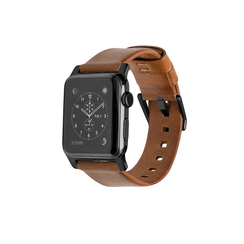 American NOMADxHORWEEN Apple Watch Special Leather Strap-Modern Black (4804) - Watchbands - Genuine Leather Brown