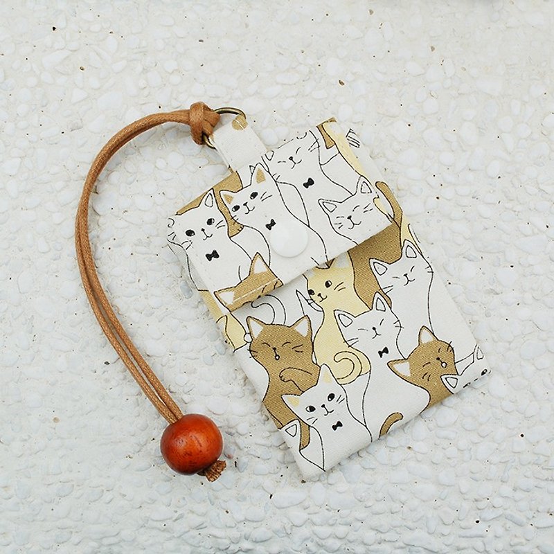 Cats join in the fun card bag/card sleeve business card bag - ID & Badge Holders - Cotton & Hemp Khaki