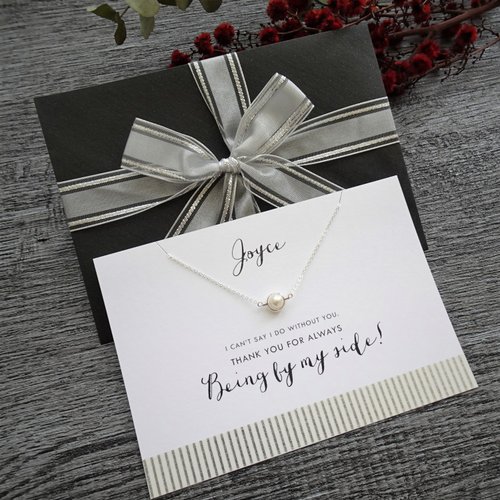 Joyce Wu Handmade Jewelry 伴娘禮物 - 天然海水珍珠 同心圓 純銀項鍊 客製化