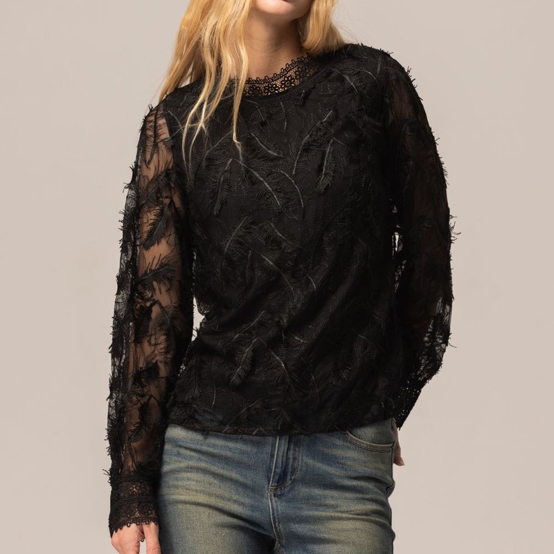 フェザータッチ スタンドカラーブラウス ブラック - トップス - ポリエステル ブラック