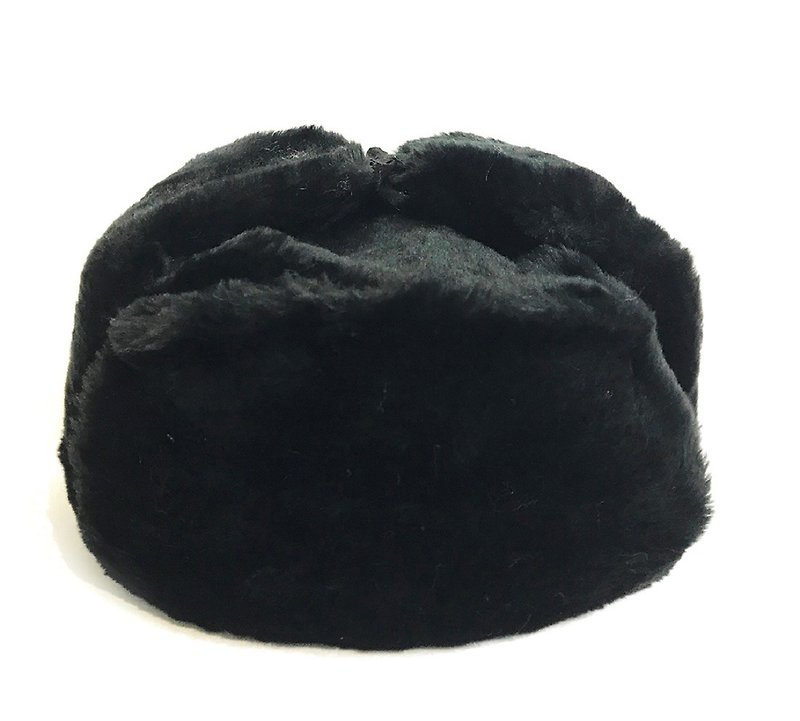 Ushanka Winter Black Fur Hat USSR Military Soviet Army Soldier Imperial Eagle - Hats & Caps - Other Materials Black