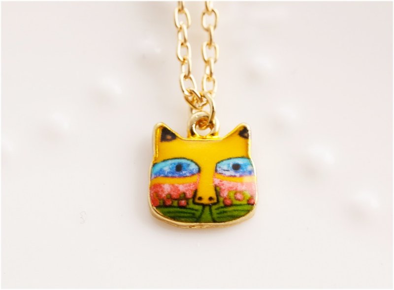 Fox face necklace yellow section - Necklaces - Paper 