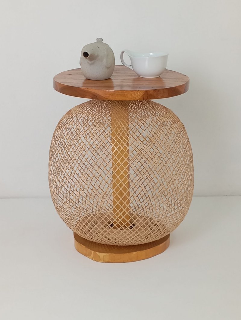 Teak wooden rattan coffee table Pineapple - 餐桌/書桌 - 木頭 咖啡色