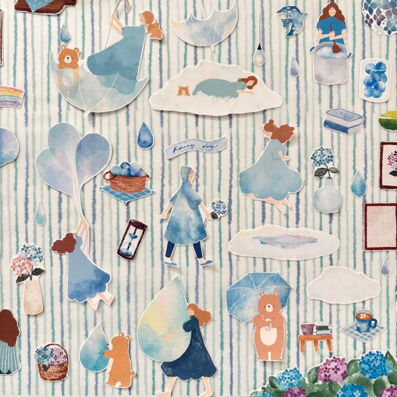 Rainy day - 貼紙 - 紙 藍色