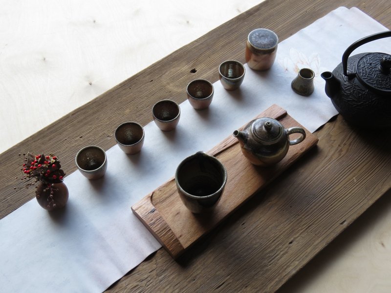 HO MOOD deconstruction series - handmade log tea tray - ที่รองแก้ว - ไม้ สีนำ้ตาล