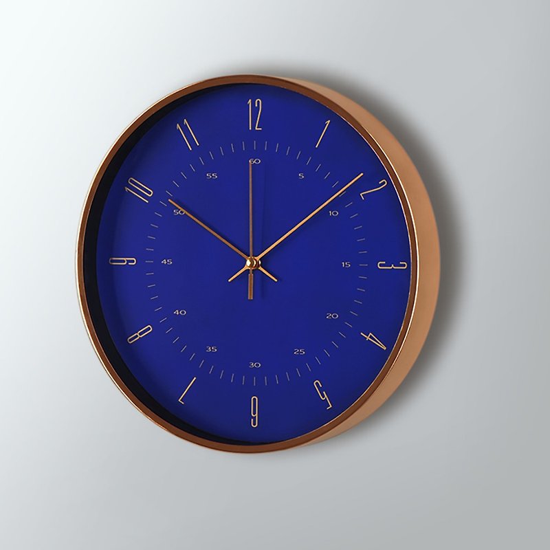 Asian - Asian Dark Blue Digital Wall Clock Clock Silent / Made in Taiwan - Clocks - Rose Gold Blue