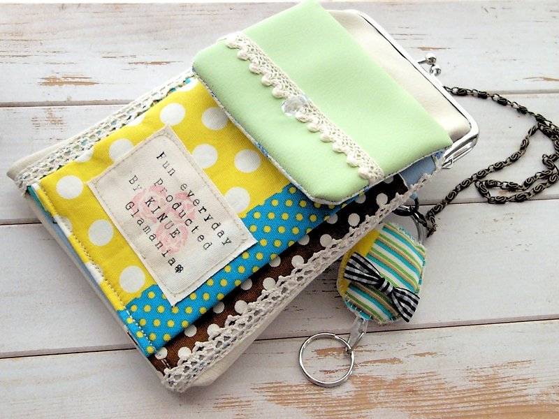 Clear one side!  smartphone Pouch full set   Polka dots ivory - Toiletry Bags & Pouches - Cotton & Hemp White
