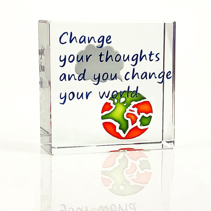 Green Glass Hearts Box Change Your Thoughts - ของวางตกแต่ง - แก้ว 