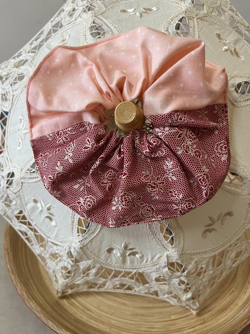 Rose powder sugar/two-color scrunchie bundle/Japanese printed fabric - ที่คาดผม - ผ้าฝ้าย/ผ้าลินิน สึชมพู