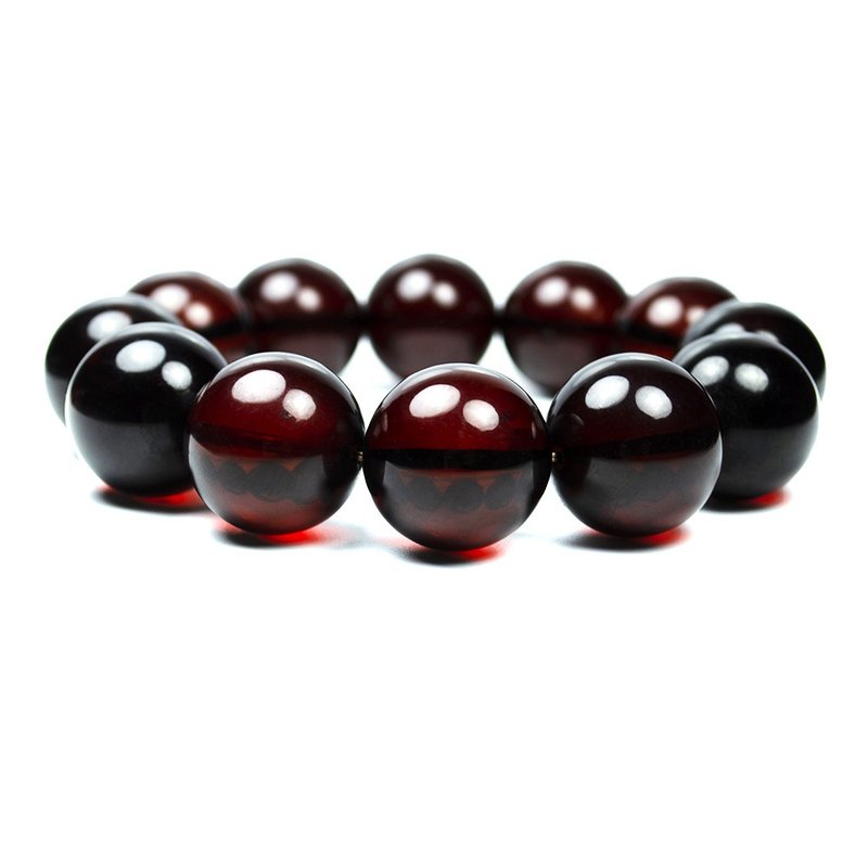 琥珀 頂級全淨晶體 棕血珀 清透深棕色手珠 21mm 日本彈力繩 - 手鍊/手環 - 半寶石 咖啡色