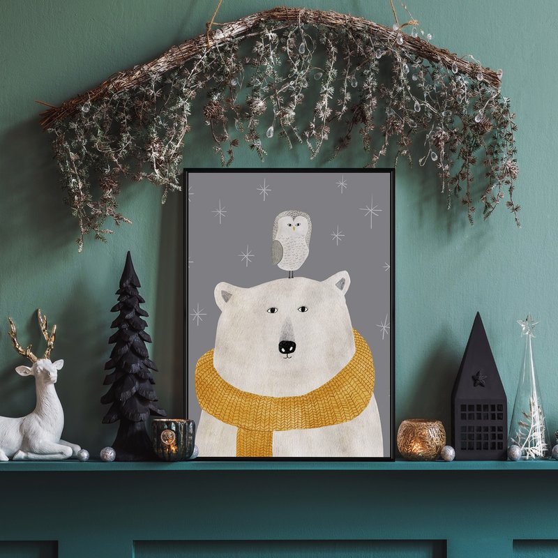 Christmas of Polar Animals - Polar Bear- Christmas Illustrations/Christmas Decor - โปสเตอร์ - วัสดุอื่นๆ หลากหลายสี