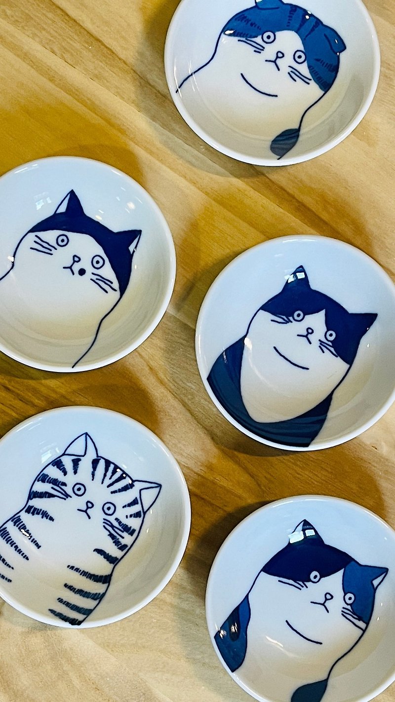 Mino-yaki-Five kinds of cat-dyed bean bowl gift box set - Bowls - Porcelain White