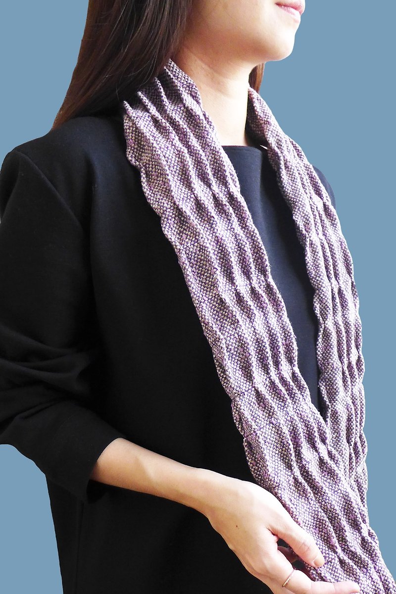 Winter good friends-wave fold super long three-dimensional scarf-hibiscus purple - Scarves - Cotton & Hemp Purple