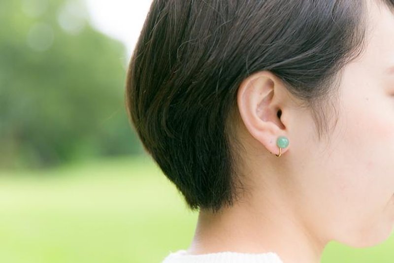 MARU EARRING GREEN (CLIP TYPE) - Earrings & Clip-ons - Stone Green