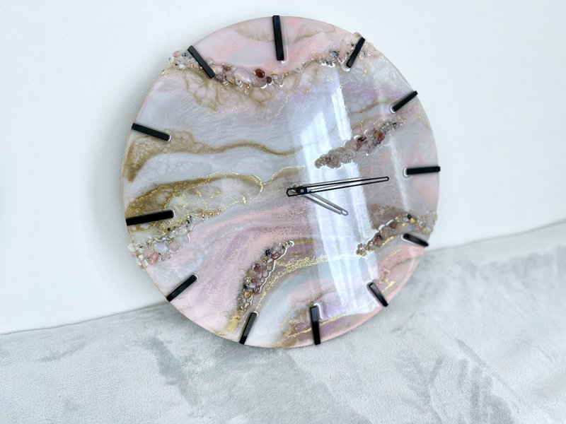 Purple marble clock Wall 40cm 時鐘 樹脂畫 大理石 - นาฬิกา - เรซิน สึชมพู