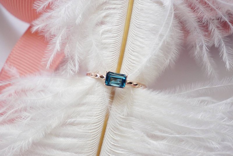 Natural London Topaz Silver Ring925, promise rings - 戒指 - 純銀 藍色