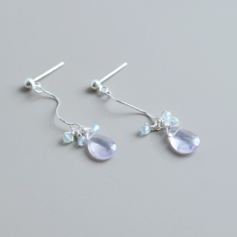 | Kama | Amethyst Crystal Sterling Silver Earrings - ต่างหู - คริสตัล สีม่วง