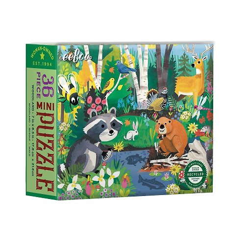 eeBoo 台灣總代理 eeBoo 36片迷你拼圖 -森林系列 - 森林動物 Woodland Mini Puzzle