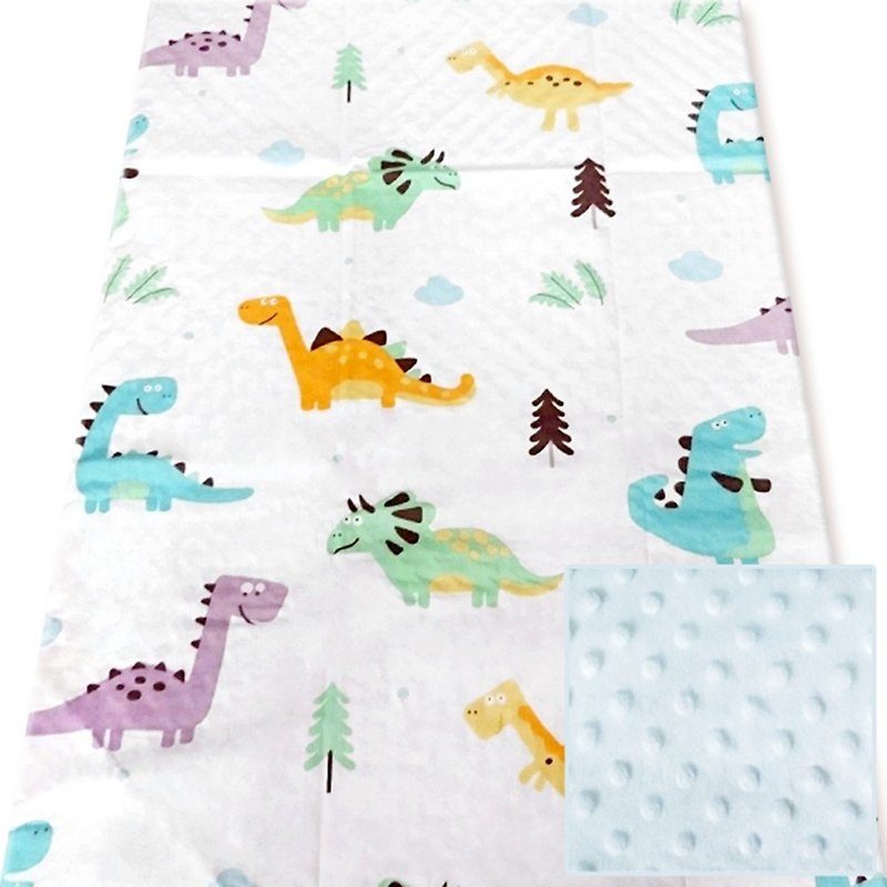 Minky Multi-functional Little Particle Carrying Blanket Baby Blanket Air Conditioning Blanket Quilt Blue-Dinosaur - ผ้าปูที่นอน - ผ้าฝ้าย/ผ้าลินิน สีน้ำเงิน
