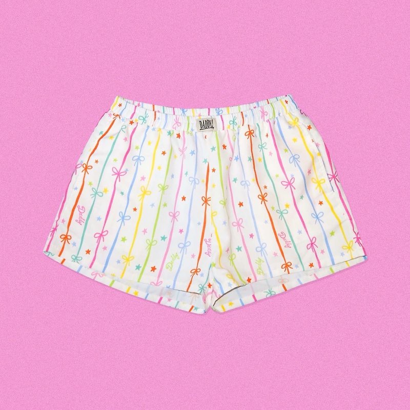 DADDY | Ribbon Rainbow Shorts, shorts with a super cute bow print. - Women's Shorts - Other Materials 
