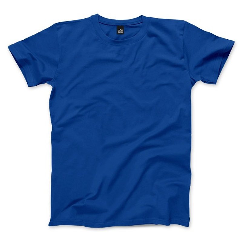 素色中性短袖T恤 - 寶藍 - 男 T 恤 - 棉．麻 藍色