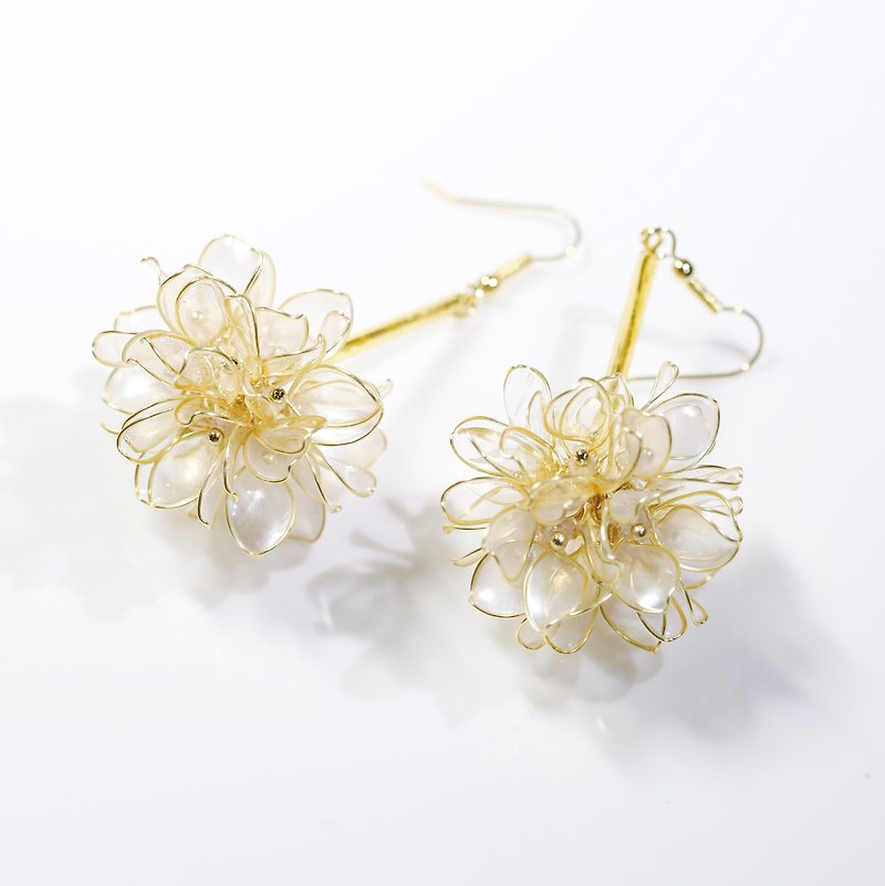 A pair of pearly white hand-made jewelry earrings - ต่างหู - เรซิน ขาว