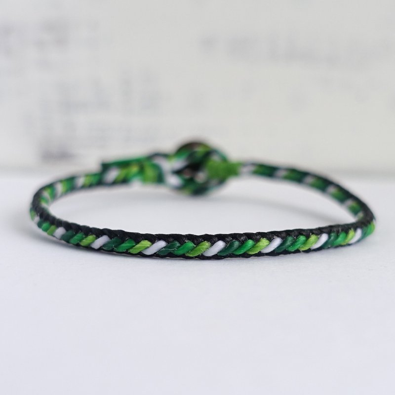 Green-Black Frame Gradient Series│Classic Braided Diagonal Style│Waterproof Wax Surf Bracelet and Foot Ring - Bracelets - Waterproof Material Green