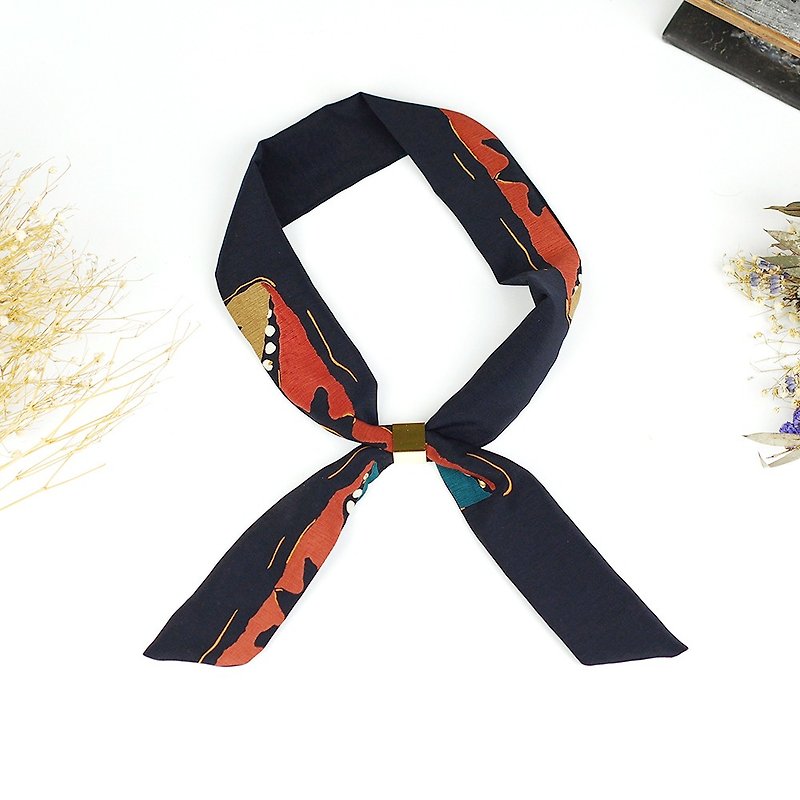 Handmade Hairband Headband scarves scarf - ผ้าพันคอ - ผ้าไหม สีดำ