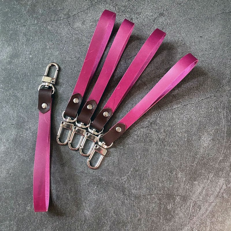 U6.JP6-Dark pink leather hand holding universal charm hook/leather key ring/universal charm - ที่ห้อยกุญแจ - หนังแท้ 