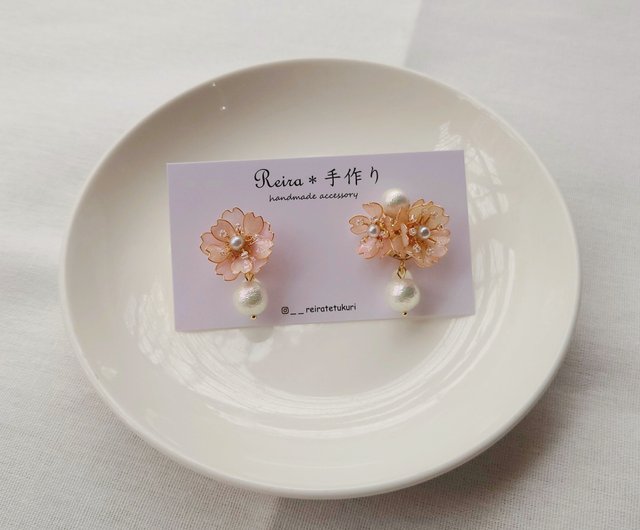 Cherry Blossom Jewelry, Resin Flower Earrings